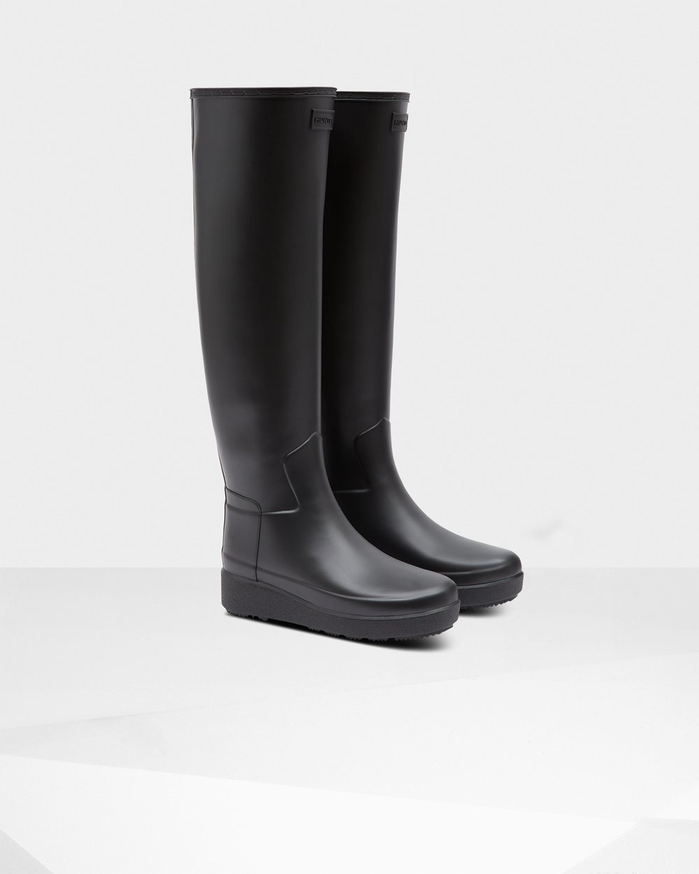 Womens Creeper Boots - Hunter Refined Slim Fit Knee-High (85AMHDCFK) - Black